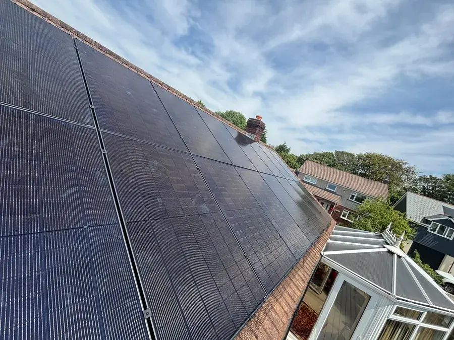 Solar panel installation on a roof in Chillsworthy, Devon