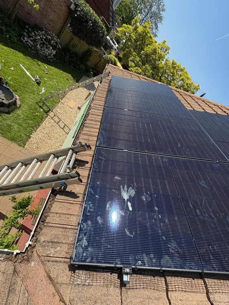 Solar panel installation on a roof in Exmouth, Devon